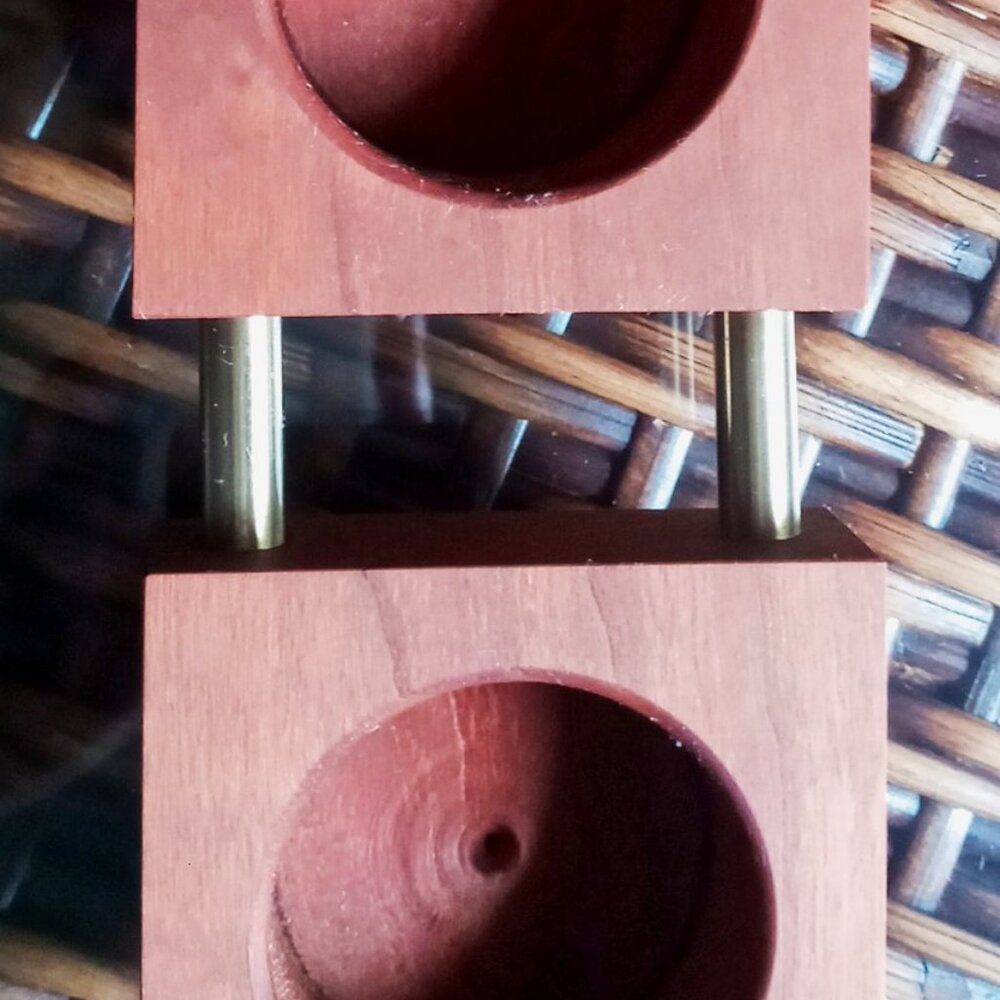 1-of-a-kind Finely Crafted Handsome Handmade Cherry Wood & Brass Tealight Holder - Picture 4 of 10